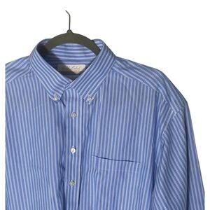 Gold Label‎ Non Iron Men's 16/33 Blue White Stripe Button Down Dress Long Sleeve